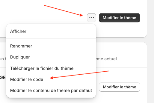 modifier code Shopify